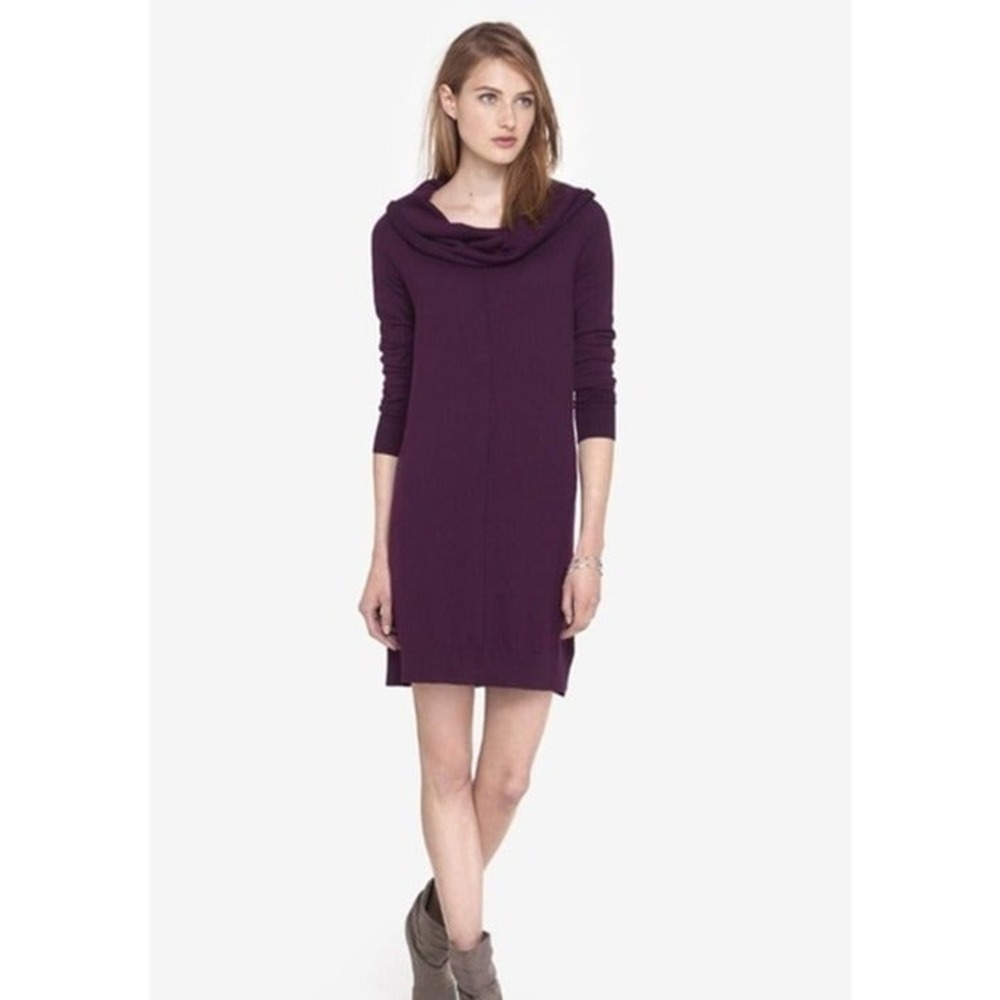 NEW‎ EXPRESS Purple Currant Cowl Neck Sweater Dress XS